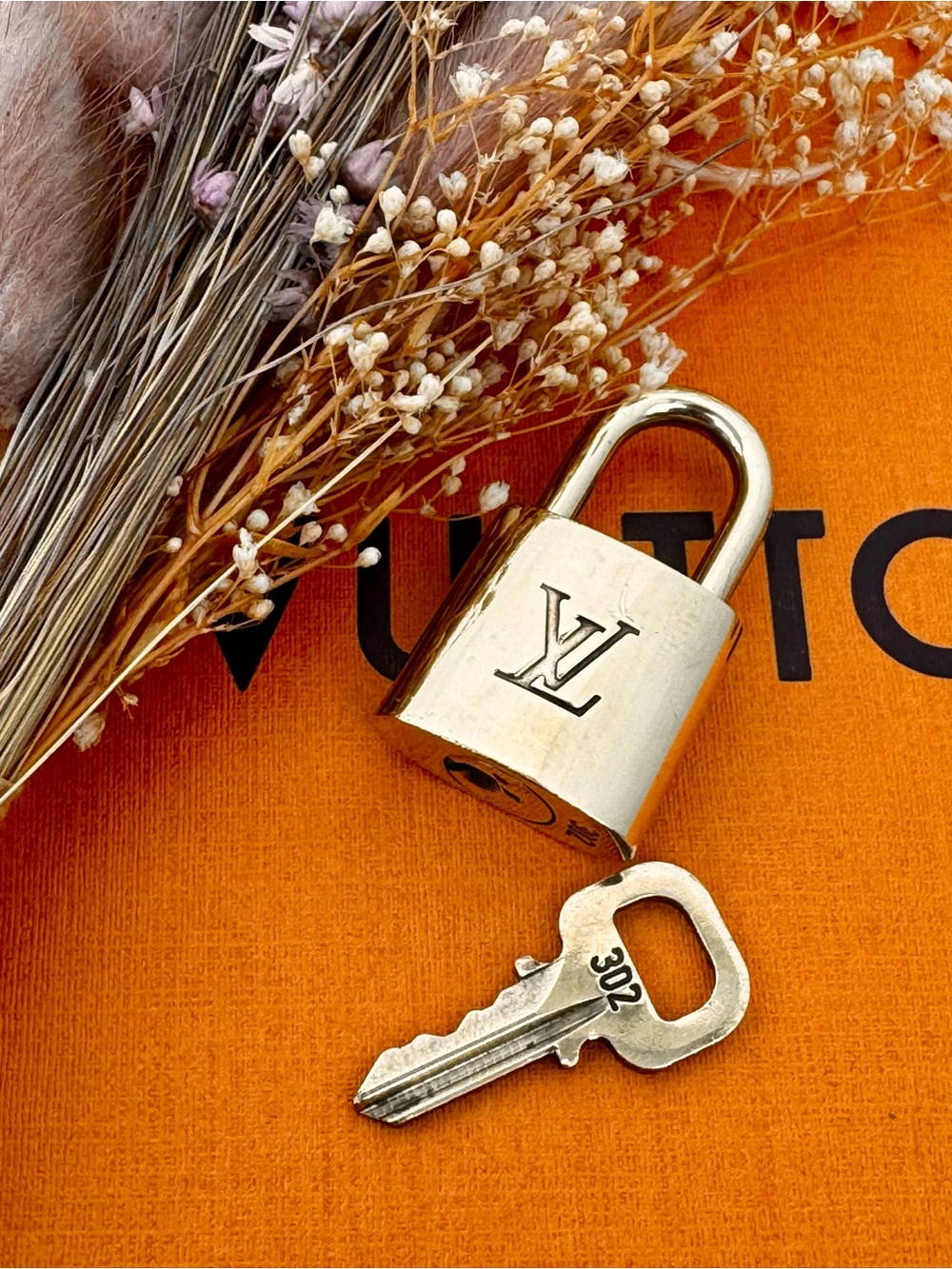 Louis Vuitton Brass Padlock and Key - Gold Tone #302
